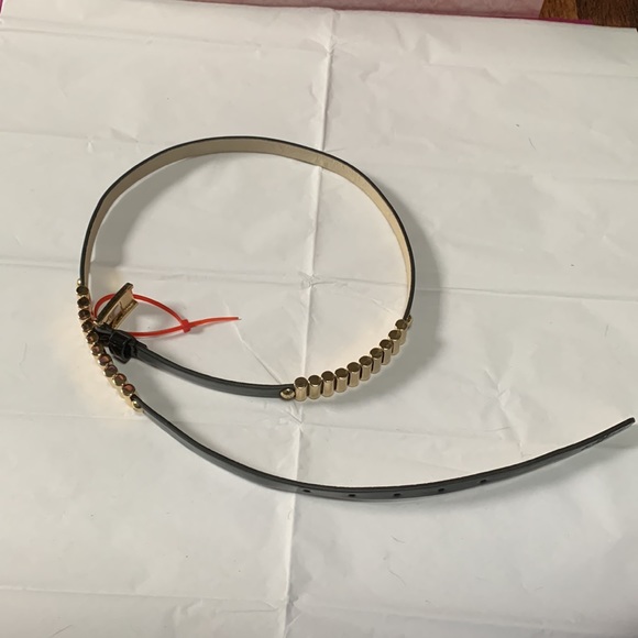 7 for All Mankind Black patent leather belt w gold embellishments - Picture 8 of 9